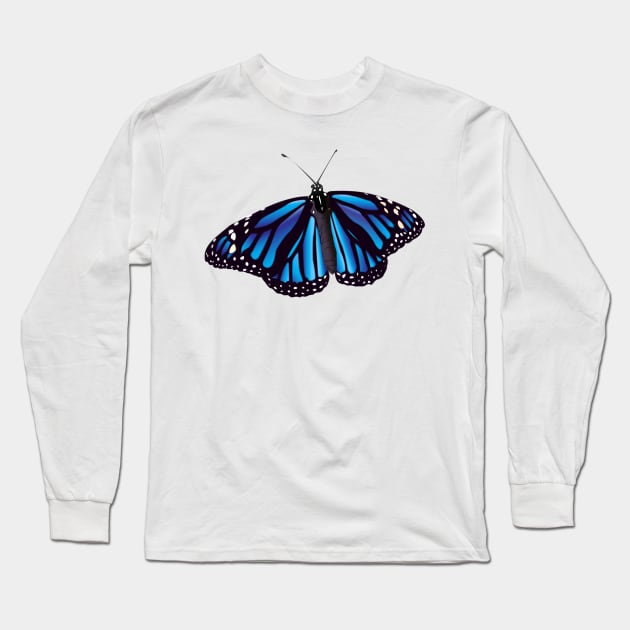 Blue Monarch Butterflies Long Sleeve T-Shirt by TinaGraphics